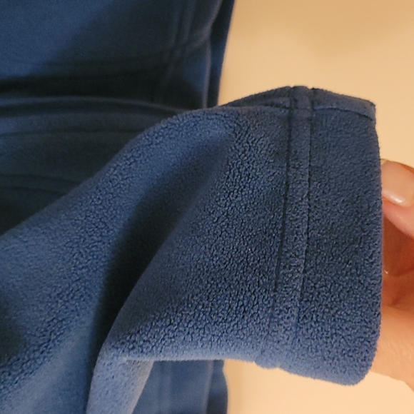 Danskin Long Sleeve Full Zip Fleece, Teal Blue with Flannel Grey Collar, Size L - Picture 3 of 3